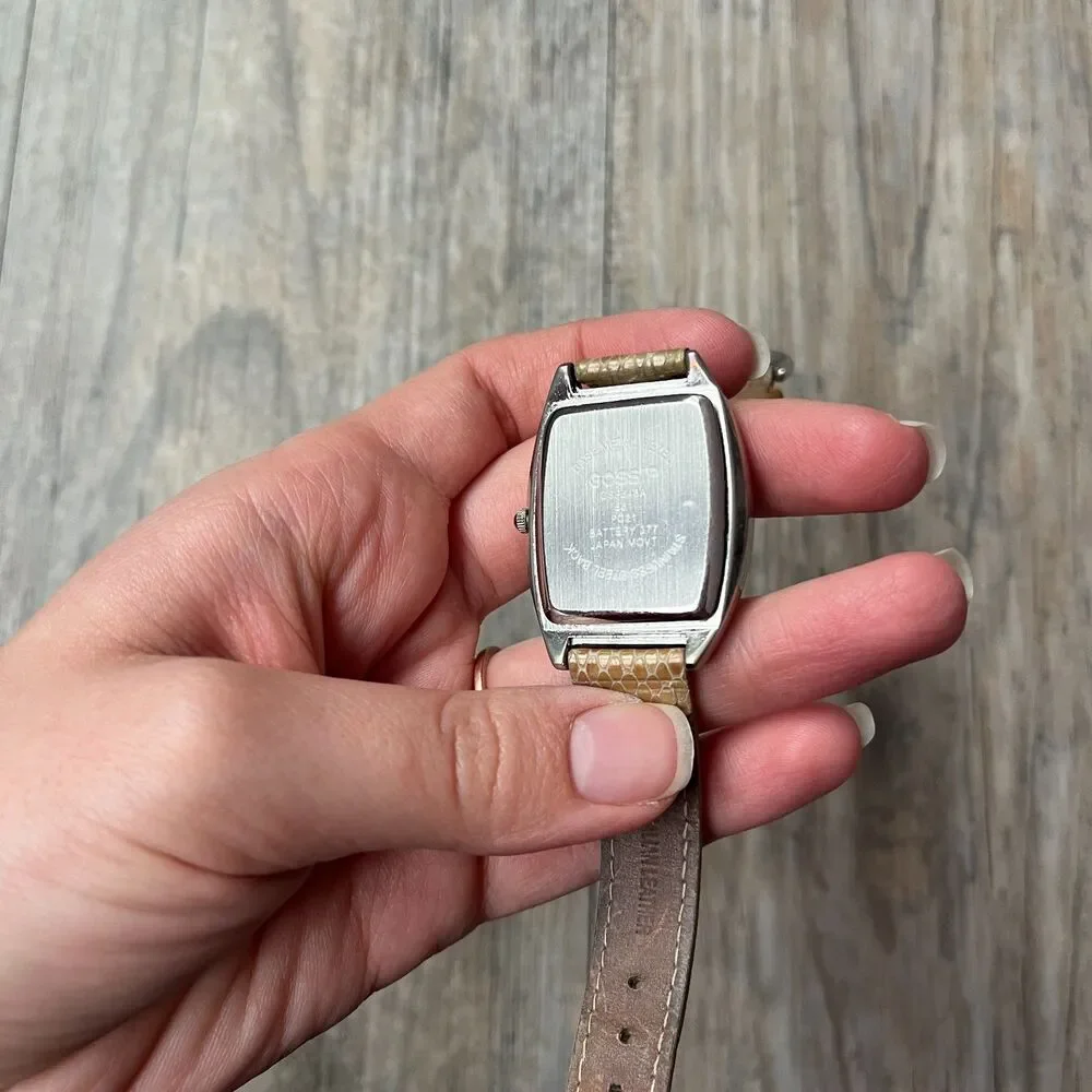 Vintage Leather Watch Women's Small Old Money Dainty Square Chain 20s Antique